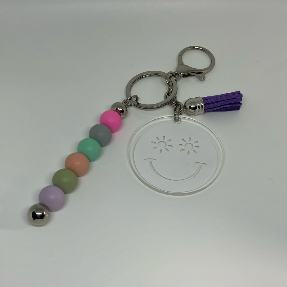 Silicone beaded rod keychain